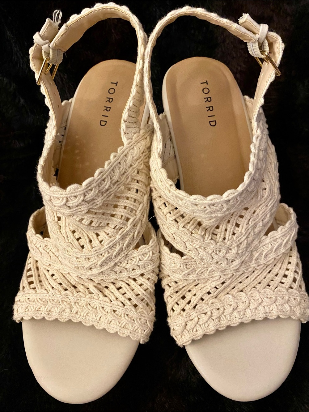 Torrid Cream Crochet Wedge Platform Sandals - Size 10WW - Worn Once! - Picture 6 of 12